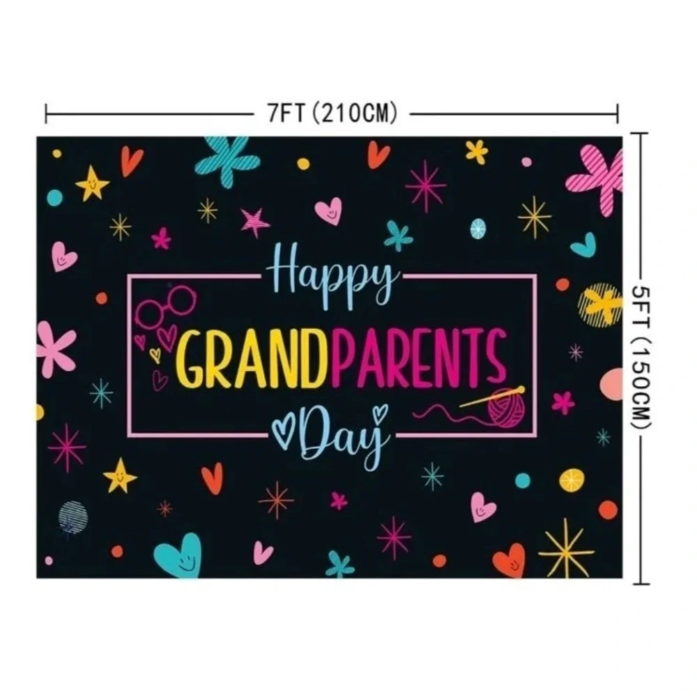 Happy Grandparents Day Backdrop 7x5ft Grandma Grandpa Photography Banner Decor